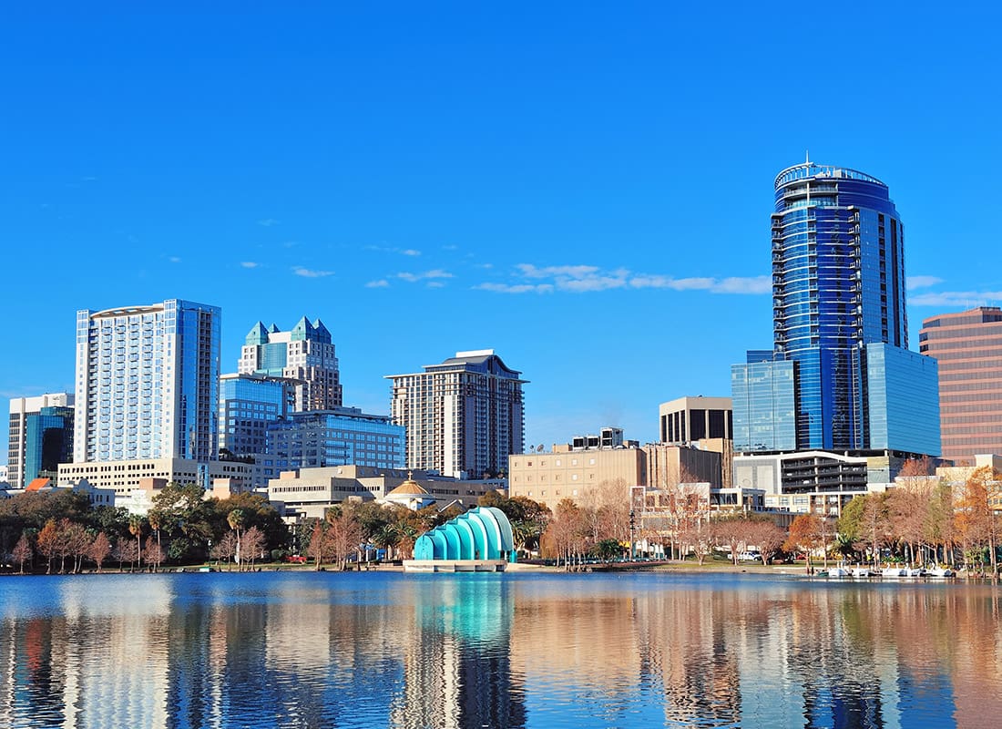 Orlando, FL - Aerial View of Orlando, FL on a Sunny Day